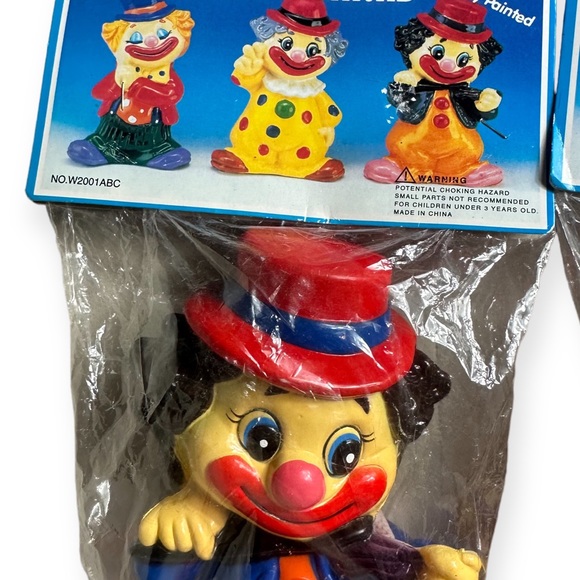 Vintage New In Package Set Of Two Plastic Clown Piggy Banks Clown Tirelire - Picture 4 of 11